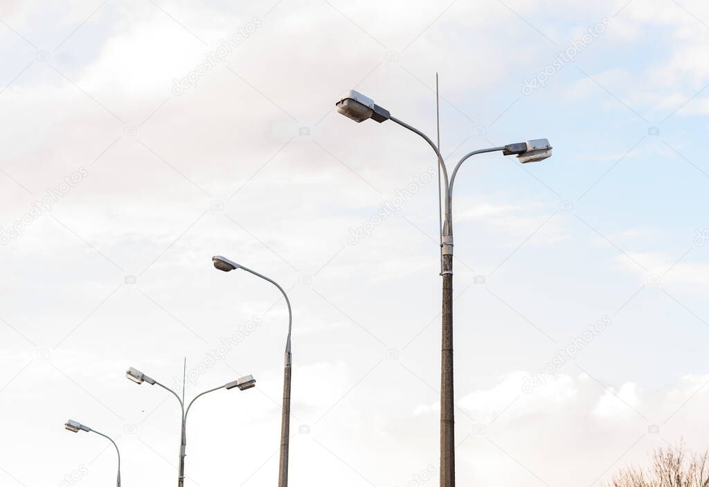 street lamp on blue sky