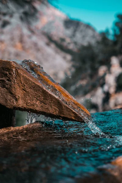 Close Image Spring Water Pouring Small Stone Channel Stock Image