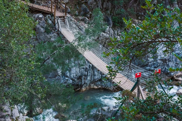 Hanging Wooden Bridge Nature Goynuk Kanyonu Antalya Turkey Royalty Free Stock Images