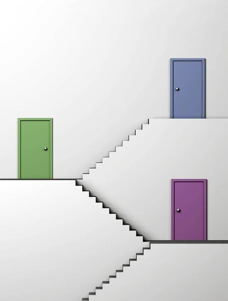 Escaleras Puertas Pisos Ilustración — Foto de Stock