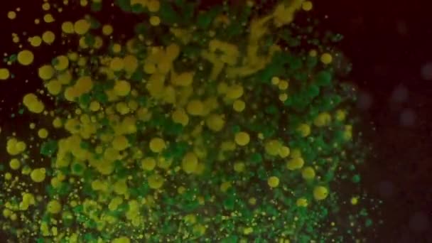 Geel Groene Olie Bubbels Acryl — Stockvideo