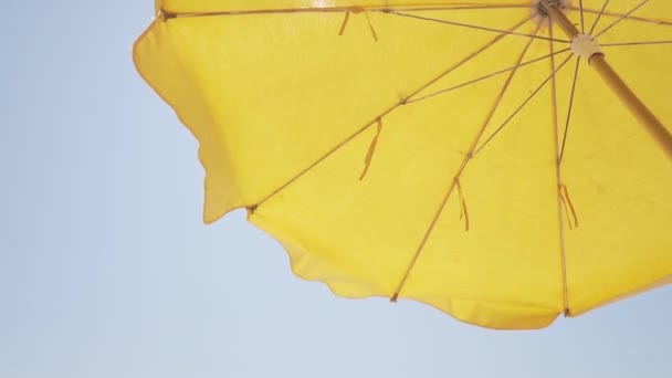 Пляж зонтичное море — стоковое видео