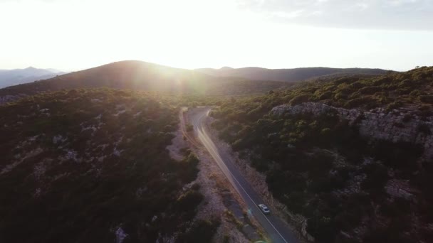 Video Van Auto Rijden Zonsondergang Zonlicht Lens — Stockvideo