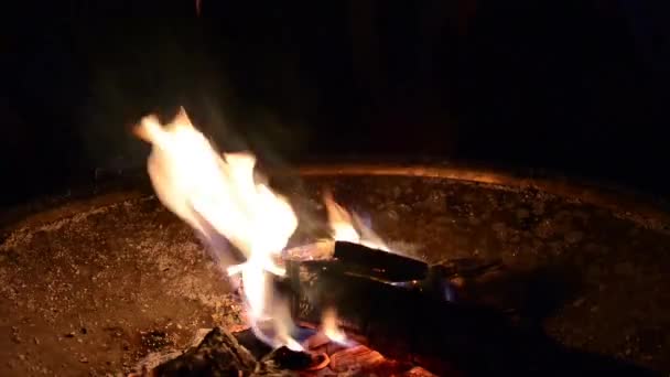 Вогняна чаша полум'я спалює бренд — стокове відео