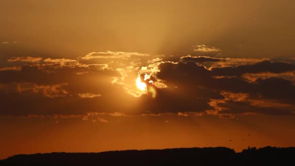 Sol nubes amanecer mañana naranja — Vídeo de stock
