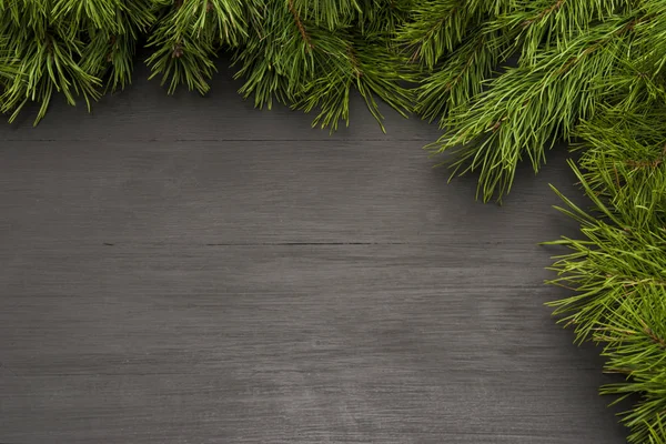 Natal ou fundos de abeto. Fundo de madeira com abeto na borda. Layout para design de Christams — Fotografia de Stock