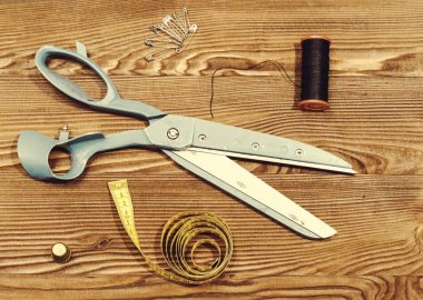 Vintage tablo makasla dikiş, konu, ölçü birimi teyp, ayrıntıları uyarlanmış