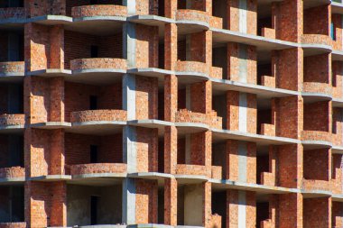 Tamamlanmamış tuğlalı çok katlı bina, doku, arka plan