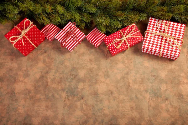 Kerstdecoratie Met Geschenken Xmas Kaarten Uitnodiging Commerciële Concept — Stockfoto