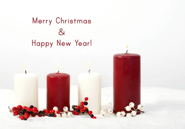Tarjeta Felicitación Navidad Año Nuevo Con Velas — Foto de Stock