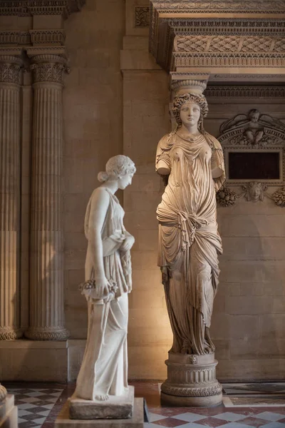 París Francia Febrero 2017 Esculturas Mármol Museo Del Louvre —  Fotos de Stock