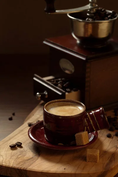 Koffiekopje Vintage Koffiemolen — Stockfoto