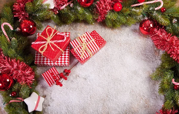 Decoração Natal Com Presentes Cartões Natal Convite Conceito Comercial — Fotografia de Stock
