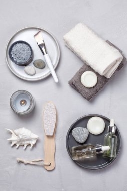 Geleneksel spa ürünleri kümesi. Doğal yüz ve vücut bakım kavramı