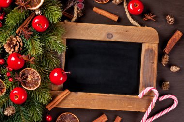 Çerçeve metin için kartı ile Noel dekorasyon. Xmas kartları, davet, ticari kavramı