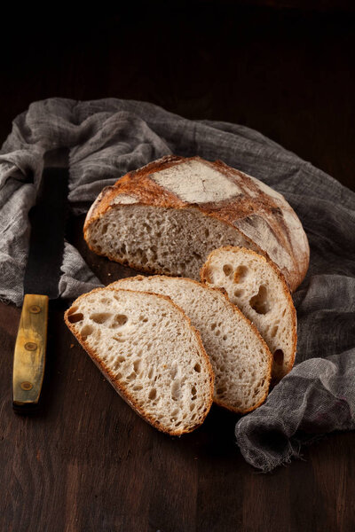 Fresh homemade bread in rustic style