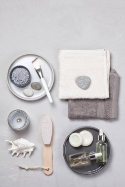 Geleneksel spa ürünleri kümesi. Doğal yüz ve vücut bakım kavramı