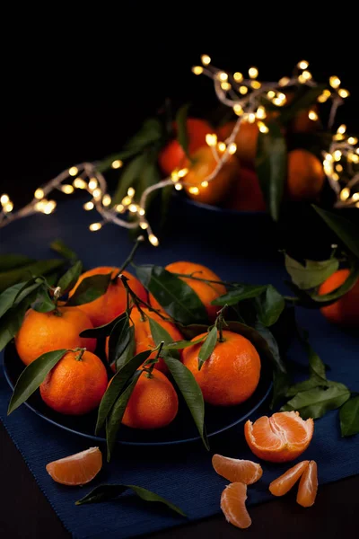 Mandarines Biologiques Fraîches Juteuses Sur Table — Photo