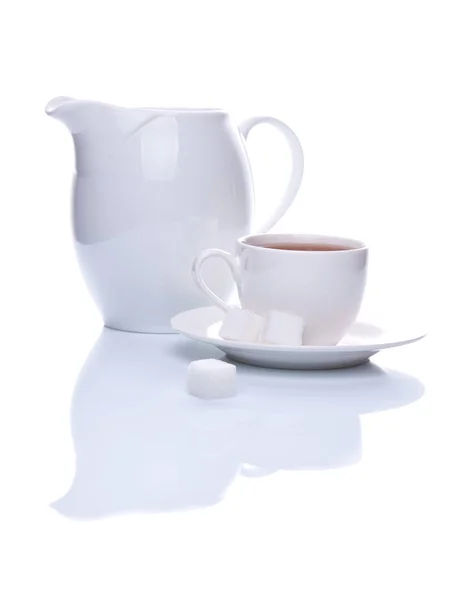 White Porcelain Tableware White Background — Stock Photo, Image