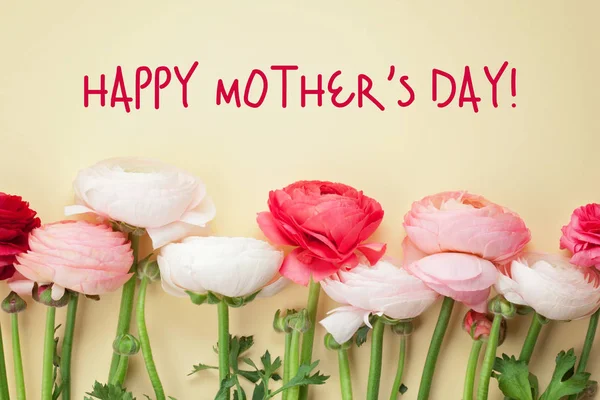 Cartel Saludo Para Día Madre Saludos Concepto Celebración Flores Ranúnculo — Foto de Stock