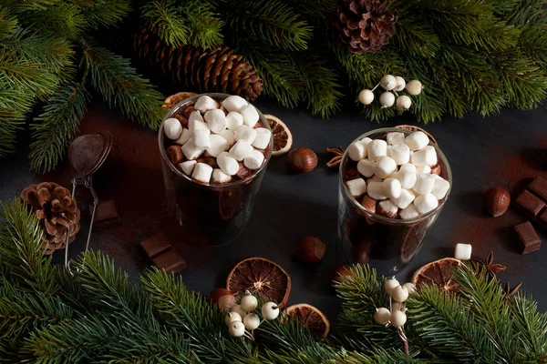 Heiße Schokolade Für Kalte Wintertage Oder Weihnachten Und Neujahr — Stockfoto