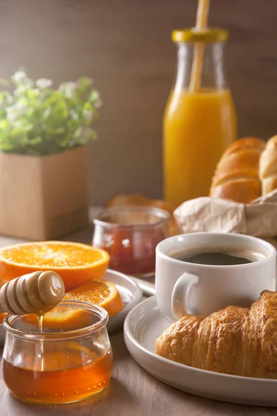 Breakfast Coffee Orange Juice Croissant — Stock Photo, Image