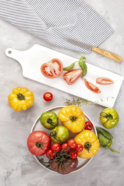 Variedad Coloridos Tomates Orgánicos Concepto Dieta Saludable — Foto de Stock