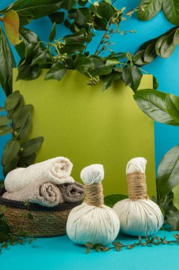 Arka planda taze yapraklar ve bitkiler ve sıfır atık yarasa