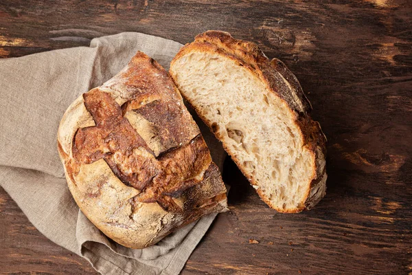 Pão Artesão Orgânico Fresco Alimentação Saudável Comprar Local Conceito Receitas — Fotografia de Stock