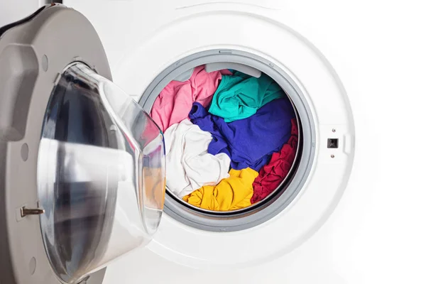 Πλυντήρια Στεγνωτήρια Ρούχων Φορτωμένα Πλυντήριο Πλυντήρια Άνοιξη Έννοια Καθαρισμού — Φωτογραφία Αρχείου