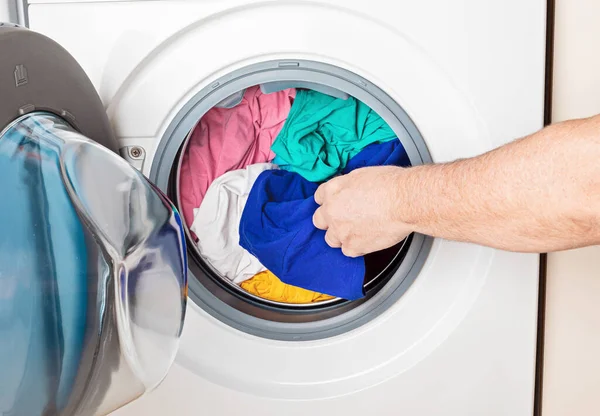 Πλυντήρια Στεγνωτήρια Ρούχων Φορτωμένα Πλυντήριο Πλυντήρια Άνοιξη Έννοια Καθαρισμού — Φωτογραφία Αρχείου