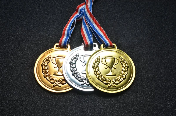 Gold, silver and bronze medals Royalty Free Stock Images