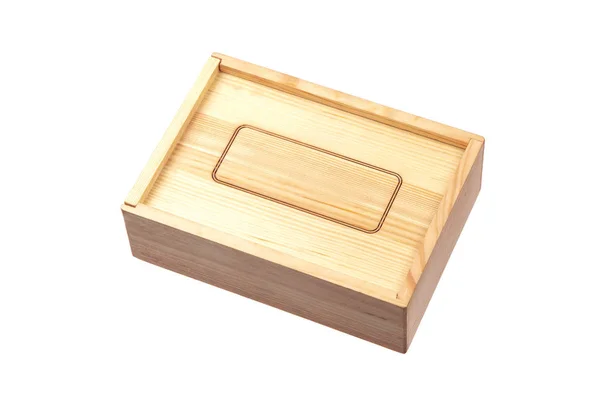 Caixa de madeira isolada no fundo branco. — Fotografia de Stock
