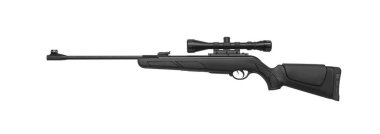 Pnömatik tüfek beyaz arka planda izole edilmiş. Modern havalı tüfek.