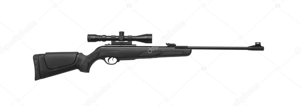 Pneumatic rifle isolated on white background. Modern air rifle w