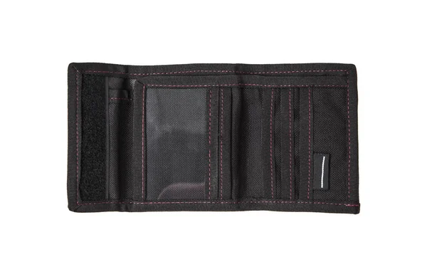 Nylon wallet. Tactical organizer. Black wallet on a white backgr — ストック写真