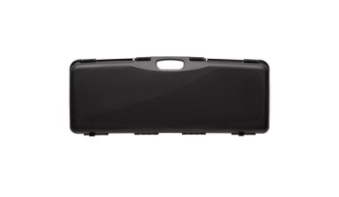 Beyaz arka üzerinde izole silah için siyah plastik durumda