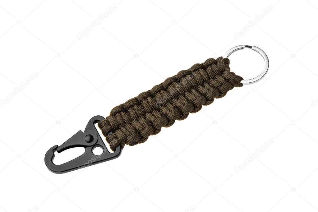 paracord keychain isolate on white background