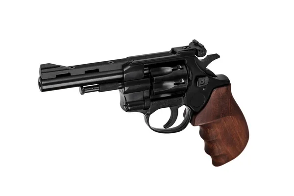 Revolver pistolet noir isolé sur fond blanc. Court-ba — Photo