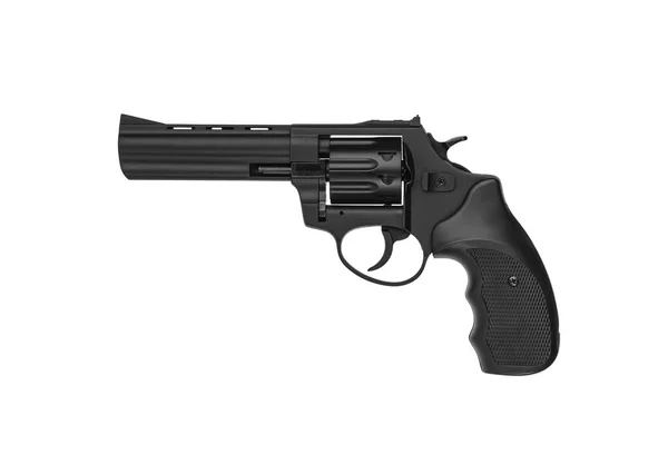 Black gun revolver isolate on white background. Classic pistol d — 스톡 사진