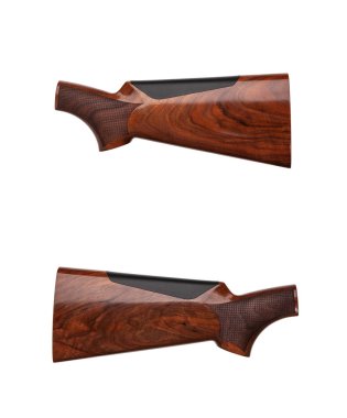 Silah için tahta kalça. Avcı silahının bir parçası...