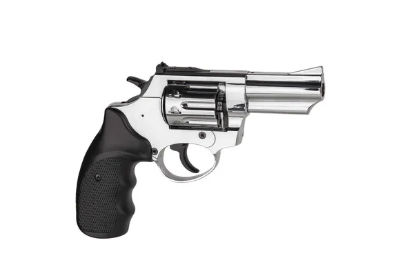 Revólver pistola de prata isolado no fundo branco. Armas para spo — Fotografia de Stock