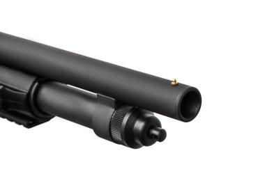 Modern siyah av tüfeği beyaz arka planda izole edilmiş. Silahlar... 