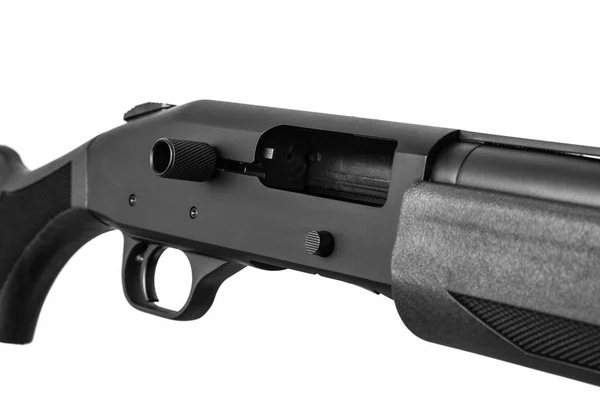 Nowoczesny czarny shotgun izolowany na białym tle. Broń dla — Zdjęcie stockowe