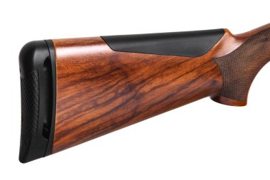 Modern yarı otomatik av tüfeği, ahşap bir kalçası var.