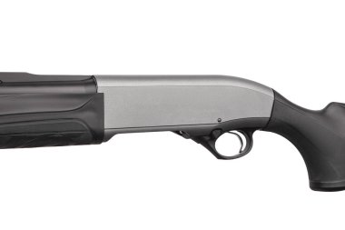 Modern yarı otomatik pompalı popo beyaz arka planda izole edilmiş.