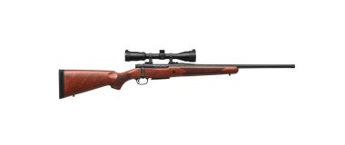 A classic hunting bolt rifle with a wooden butt and a telescopic clipart