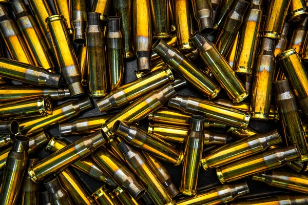 Background Empty Cartridges Rifles Carbines Shiny Brass Shells Scattered Surface — 스톡 사진