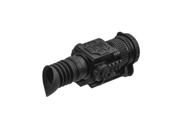 Modern siyah optik dürbün beyazda izole edilmiş bir silah için. Beyaz arkaplanda görüş alanı izole edildi