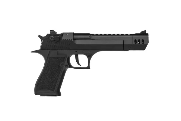 Pistola Negra Aislada Sobre Fondo Blanco Arma Moderna Grande Poderosa —  Fotos de Stock